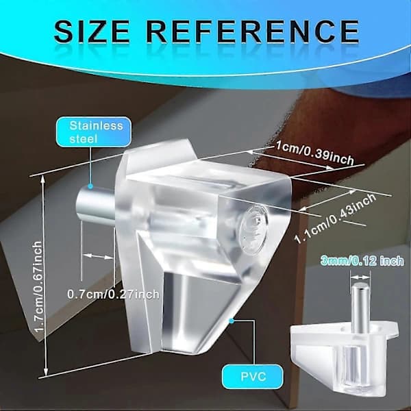 Hyllfäste 3mm klar plast (20 st)