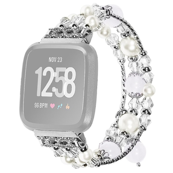 Lyxiga kristallpärlor runda pärlor Watch Band Handledsrem för Fitbit Versa Lite