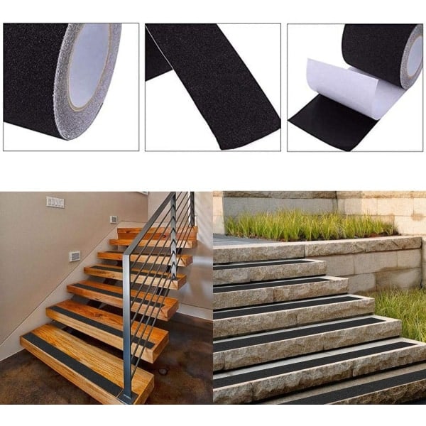 Skridsikker tape 5cm x 10m, Sort Højstyrke Anti-Slip - Perfekt