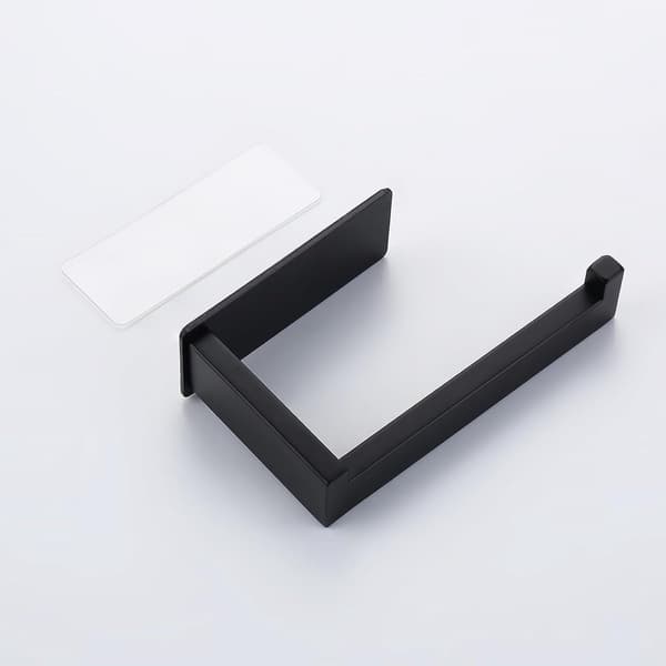 Køkkenrulleholder, sort rustfrit stål, 13x8x4,5 cm, selvklæbende og ingen boring, til badeværelset
