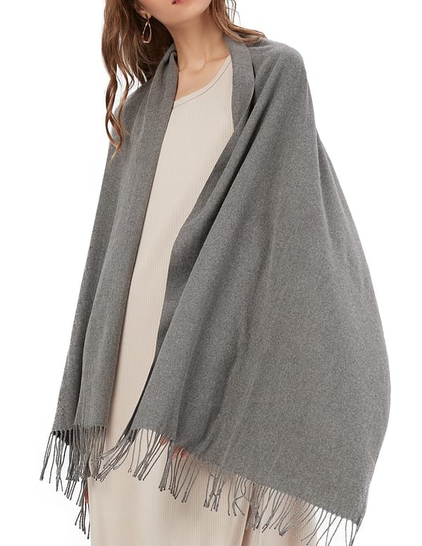 Women's Scarf Warm Autumn Solid Cotton with Tassel/Fringe, Solid & Plaid Pashmina Shawls Stole Reusable