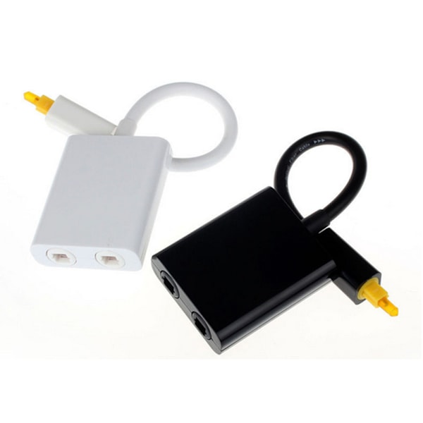 Optisk Splitter 1 Inn 2 Ut Digital Toslink Splitter 1 inn 2 ut Audio Adapter Kabel for TV, DVD, Soundbar - Svart