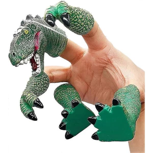 Dinosaurie Fingerdocka Dino T-rex Dockor Djur Raptor Fingerleksaker för Barn (Grön)