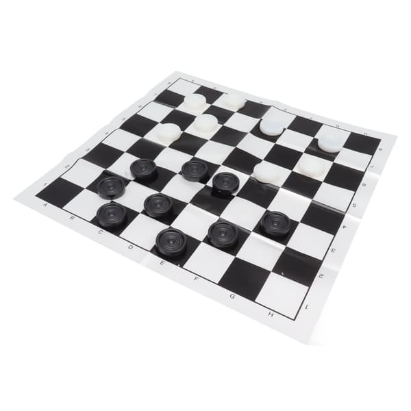 Checkers Set Stackable Black White Plastic Pieces Draughts Board Game with Transparent Box for 3 Years Old and Up 0.1