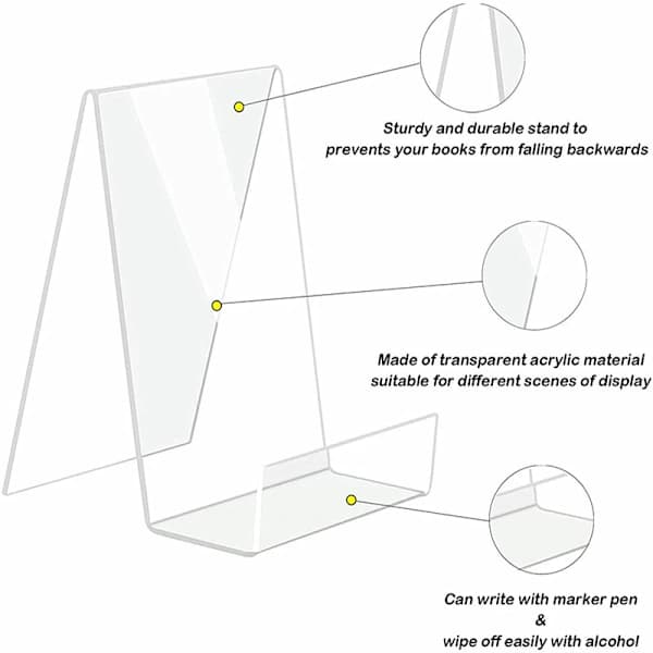 5-pak Akryl Bogstøtter, Transparent Bogdisplaystativ