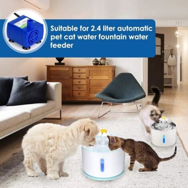 TS-USB Senkbar Vannpumpe for Fontene, 2,4 Liters Vannfontenepumpe for Kjæledyr, Erstatningspumpe for Katter og Hunder a