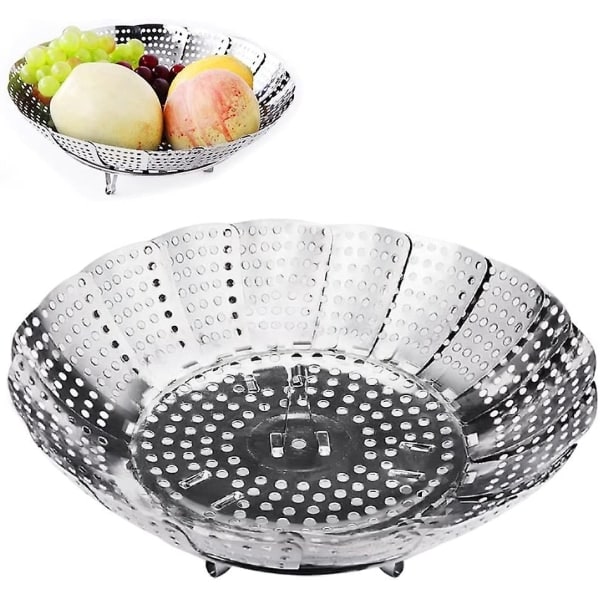 Vegetable Steamer, Justerbar Hopfällbar Ångkokare i Rostfritt Stål - Perfet