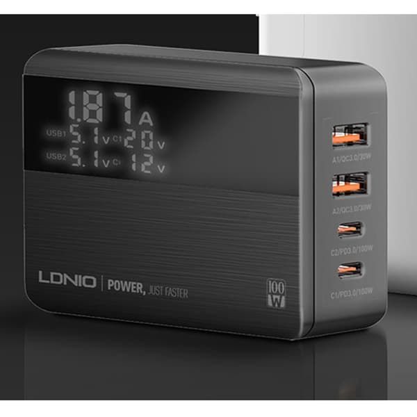 TS-USB-Ladestasjon GaN 100W PD med 2xUSB-C og 2xUSB