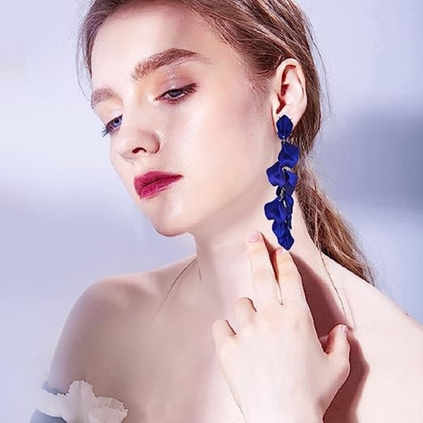 Sommer Boho Lange Akryl Rose Blad Øredobber Dingle Overdådige Blomster Øredobber Drop Floral Tassel Øredobber for Kvinner og Jenter Perfekt for Fest