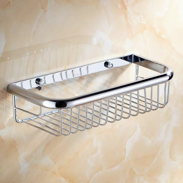 Brass Shower Caddy with Concealed Mounting Screws Rustproof Bathroom Shelf Wall Shelves Kitchen Storage Basket Holder Chrome