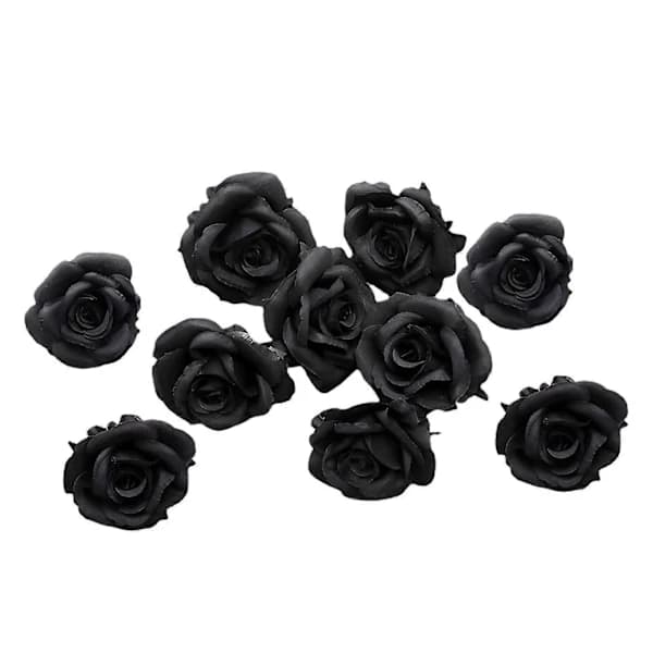 10x Mini kunstige blomster Hoved Hårtilbehør Kreativ pynt til tasker Black