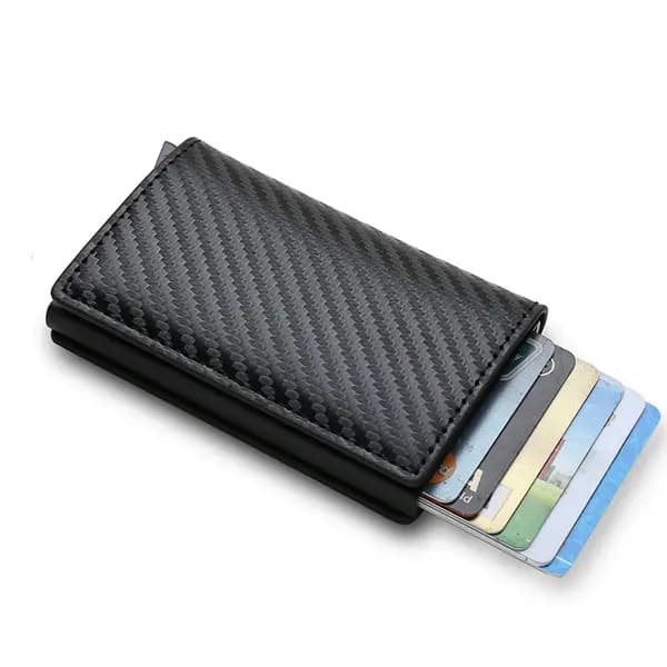 Kolfiber Kreditkortshållare Plånböcker Herr RFID Svart Magic Trifold Läder Smal Miniplånbok Liten Pengaväska Herrväskor Brun Brown