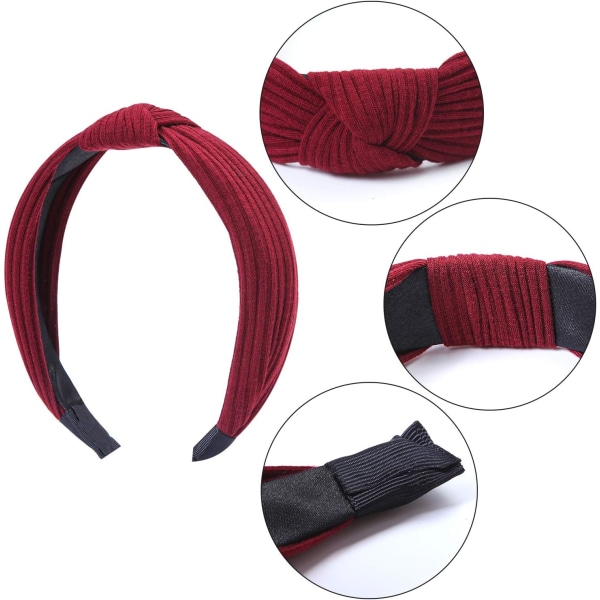 3-pack breda enkla pannband Knot Turban Pannband Elastiskt band hårtillbehör 2