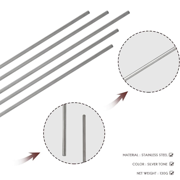 TS-5 st DIY RC Modell Rostfritt Stål Cirkulär Rund Stång 500mm X 3mm