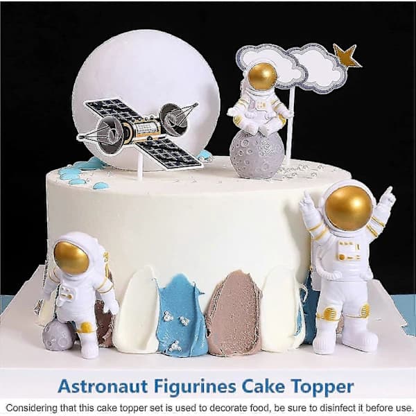 [3 stk.] Astronautfigurer Kakepynt (gyllen)