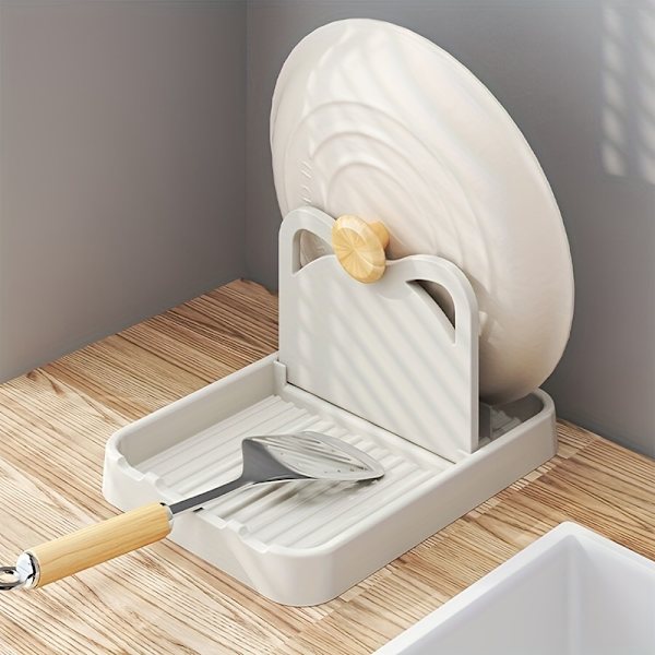 Creative Cat Ear Kitchen Lid Holder Multifunctional Vertical Foldable Wall-Mounted Spoon Rest Grey
