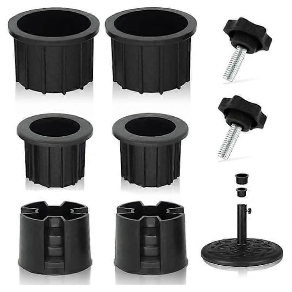 8 stk. Paraplybase Stativ Hul Ring Prop Cover og Hætte Terrasse Paraplystativ Reservedele Stativ sort