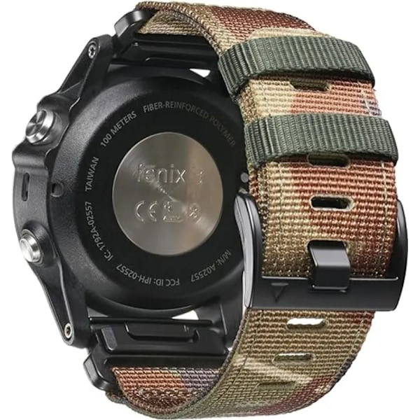 22 26 mm Nylon Militærrem For GARMIN FENIX7 7X PRO 6 6X Myk Slitesterk Remkropp For 965 Instinktiv Erstatning Camouflage green