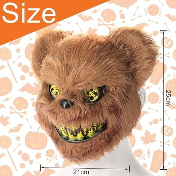 Pelottava Halloween-naamio Karhunaamio, Kauhueläinnaamio aikuisille lapsille, Hauska naamio Halloween-karnevaaliin Naamiaisjuhlat Cosplay Masquerade, Bl Sun...