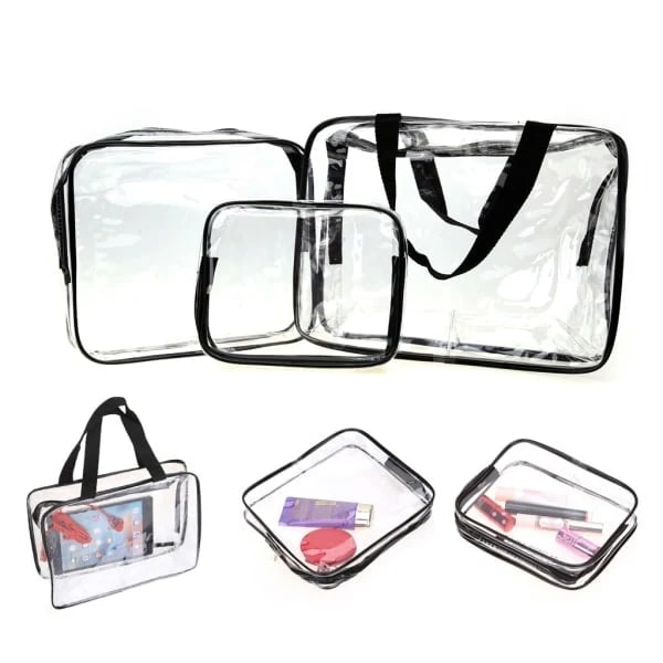 3-pack Transparenta Toalettväskor Sminkväska Transparent