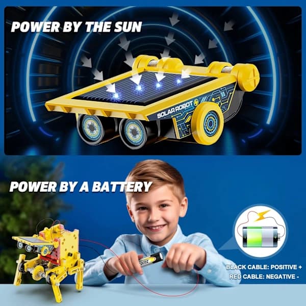 Solcelle-robotsett, robotleker for gutter 7-12 år, guttegave 7-12 år, leker for gutter 7 8 9 10 11 12 år, konstruksjoner PL A