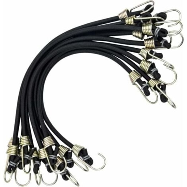 10 stk. elastiske snore med kroge Mini elastiske snore Universal kraftige elastiske snore med 2 kraftige kroge Rem til teltcamping Motorcykel