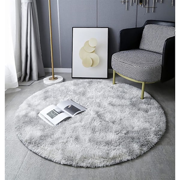 Rund Teppe, Shaggy, Moderne, for Stue, Soverom, Spisestue