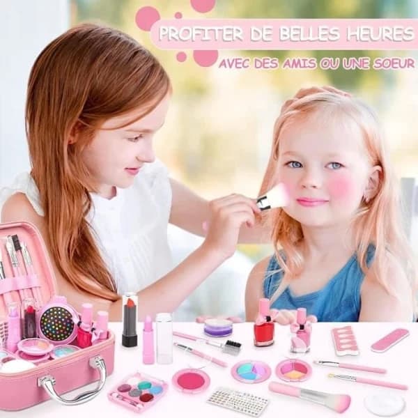 Børne makeup sæt piger, 20 stk. etui, pink makeup sæt bedste gave til pige