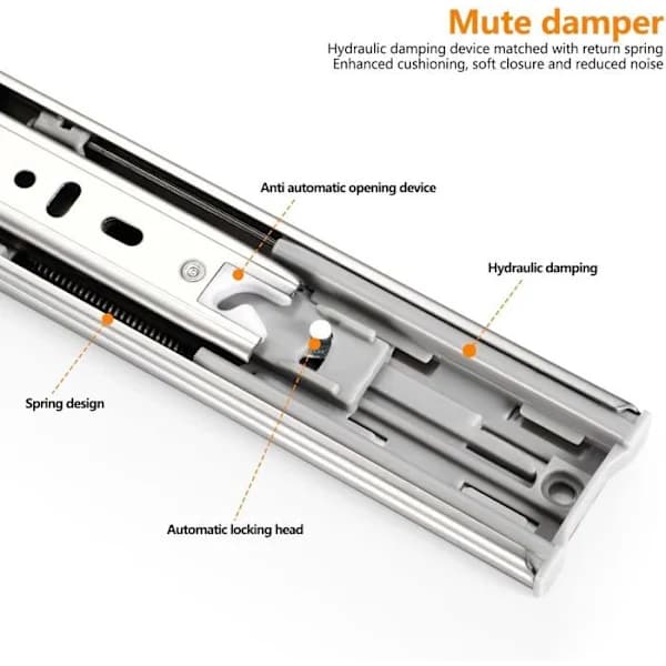 Kuglelejeskuffer sæt med 2 300 mm soft close i 304 rustfrit stål flere farver