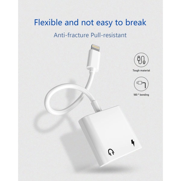 [2 i 1] Hörlursadapter för iPhone, Apple Lightning till 3,5 mm Jack Aux-ljuddongel Biltillbehör Kompatibel ljudhörlursadapter