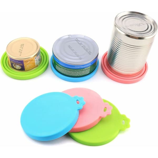 3-pack silikonlock för hund- och kattmatburkar, universell storlek, passar M