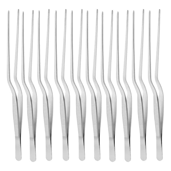 10-pakning grilltang i rustfritt stål, mattang for grilling og matlaging, sølv, 20 cm 20cm