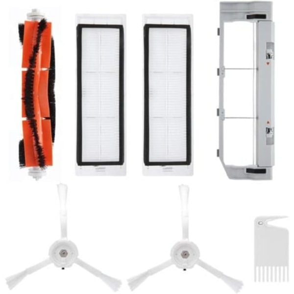 Tilbehørssett for Xiaomi Robotstøvsuger, 2 sidebørster + 2 x filtre + 1 sentralbørste + 1 blad + deksel for sentralbørste