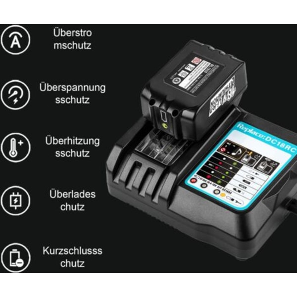 DC18RC 18V 2A Oplader til Makita 14,4V 18V Batteri BL1850 BL1860 BL1840 BL1430 BL1415 DC18RD DC18SF (Batteri Ikke Inkluderet)