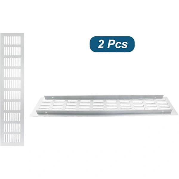 2 st Aluminium Ventilationsgaller 80x400mm Lamellgaller för
