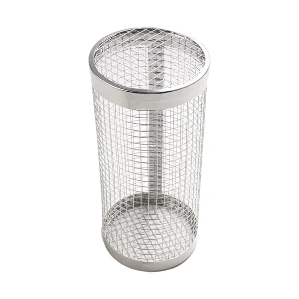 Rundt BBQ-grillkurvsæt, rustfrit stål non-stick netrulle med gaffel til udendørs grillning, 20 x 9,5 CM