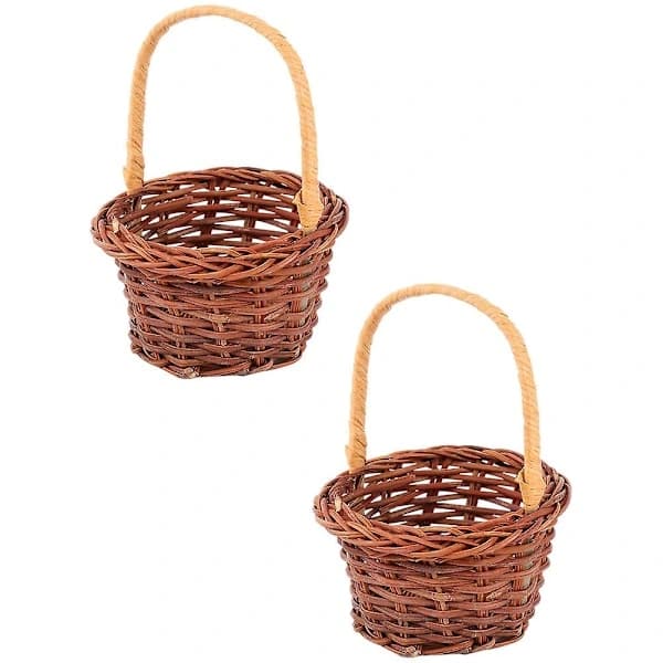 2 st korg frukt pil presentpåse bambu påskkorg mini picknickkorgar mini korgar för pyssel