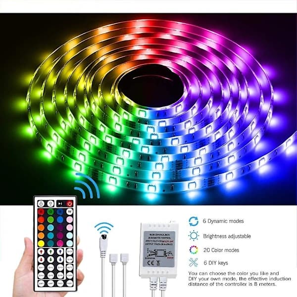 Farverig LED-strip 10m USA stik