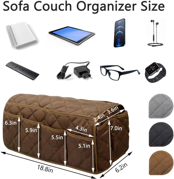 Sofa Storage Box with 14 Pockets for Storing Mobile Phone, TV Remote Control, Magazines