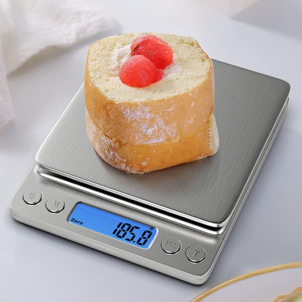 Electronic Stainless Steel Kitchen Scale 1g Precision Digital Food Scale Backlit LCD Display Tempered Glass