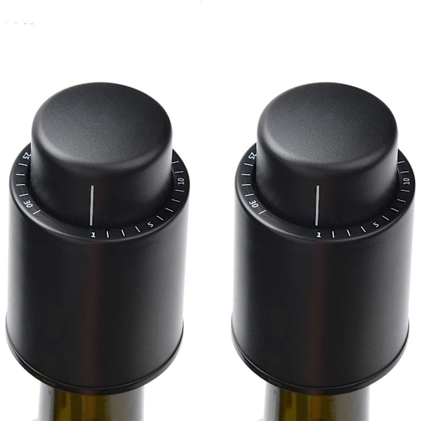 2-pack vakuumproppar för vinflaskor med tidsskala, vakuumpropp för champagne, återanvändbar vinförseglare för flaskor.