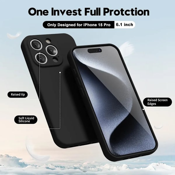 iPhone 15 Pro Mat Sort Cover - Ekstra Kamerabeskyttelse iPhone 15 Pro iPhone 15 Pro