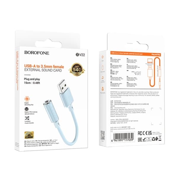 TS-Borofone Eksternt lydkort USB til 3,5 mm