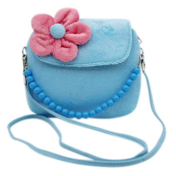 Små flickor Mode Blomma Crossbody axelväska Plysch handväska Mini handväska med handtag