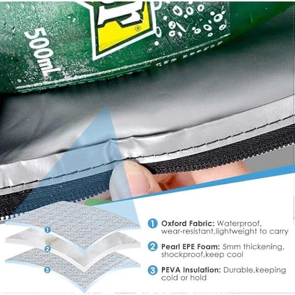 Golfkylväska för öl, 300 ml * 7 burkar, isolerad kylväska för golfbag, dryckesförvaring, kylrör med justerbar axelrem för golf