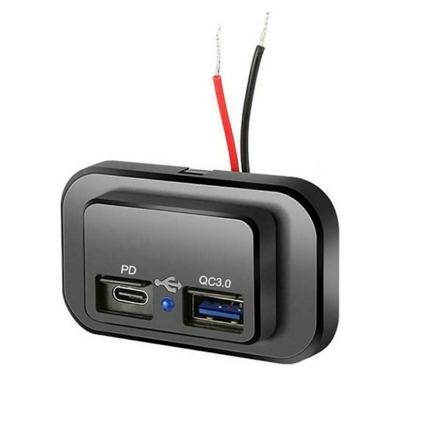 Typ C USB -port Bilsnabbladdare-uttag Power (svart) (1 st)
