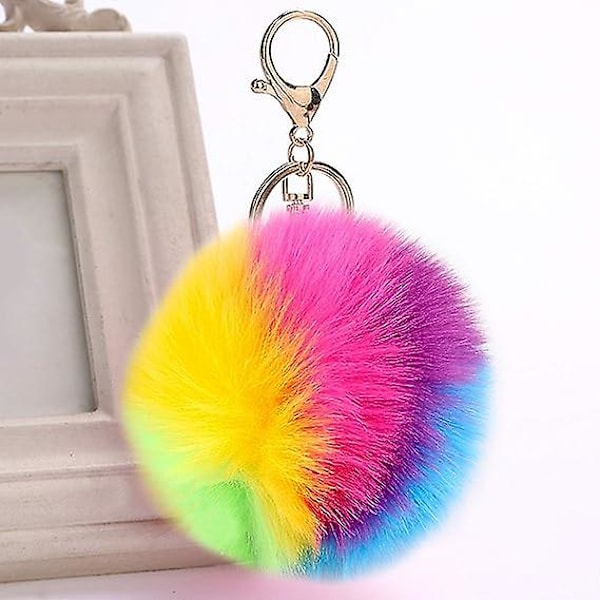 Fluffy Nøglering Blød Plys Charm Ring Nøglering Falsk Pels Bolde Taske Vedhæng Nøglering Dekoration