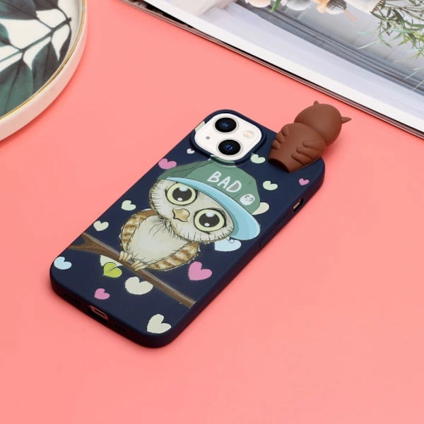 Sött 3D iPhone 14 Skal - Safir Uggla Blå