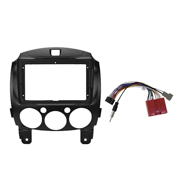 TS-9 Tommers 2din Bil Dashbordramme DVD Navigasjonspanel Ramme Radio Audio Panel Med Ledningsnett For Mazda 2 Demio 2007-2014