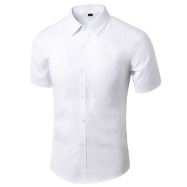 Sommarskjorta för män Daily Casual Vita skjortor Kortärmade Button Down Slim Fit Man Social Blus 4xl 5xl Black 3XL 79kg-85kg